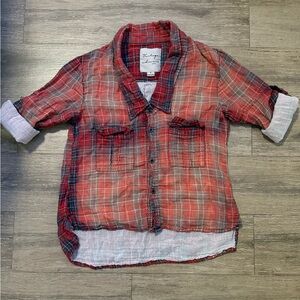 Vintage Havana Red Plaid Women’s Button Down Shirt